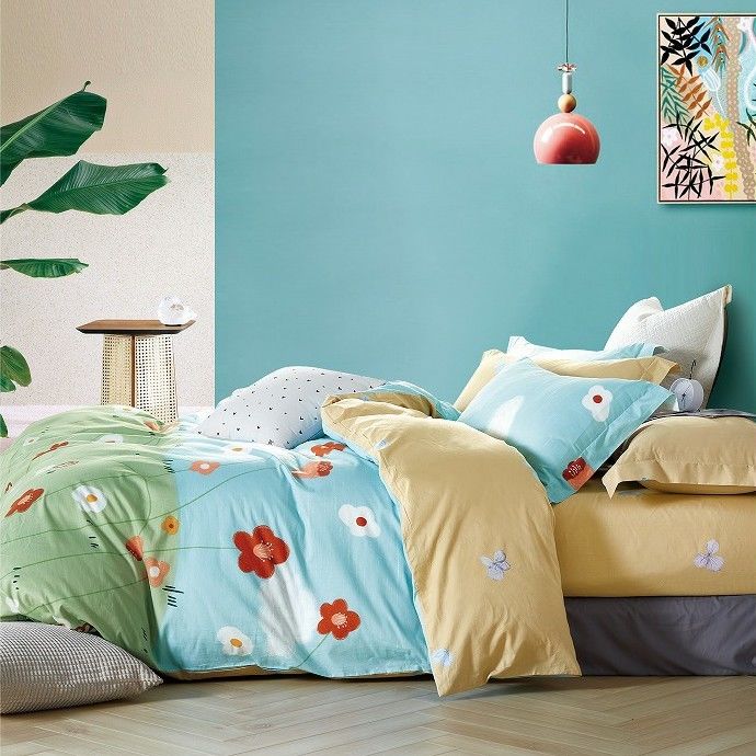 La lettiera 100% del cotone mette la copertura del piumino del fiore mette il piumino della trapunta dell'insieme della lettiera della biancheria da letto